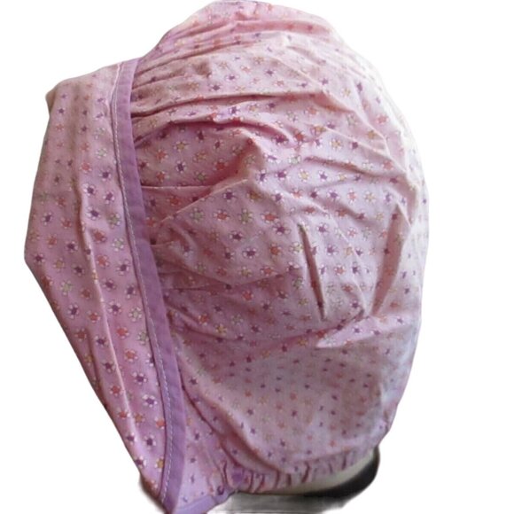 Antique Prairie Sun Bonnet Cap Linen 1920s Vintage Lilac Sunflower Print - Picture 4 of 7